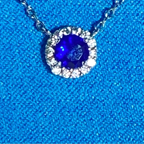 Isabella m lab created sapphire Sterling Silver Necklace - Picture 3 of 7